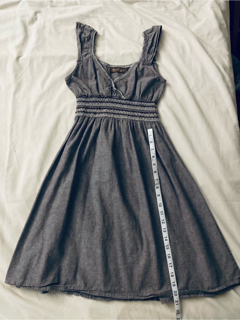 Speed Control Charcoal Gray Smocked-Waist Midi Dress